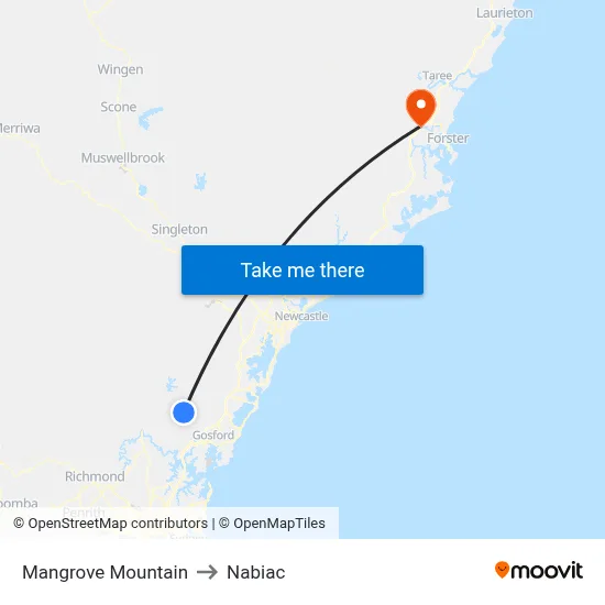 Mangrove Mountain to Nabiac map