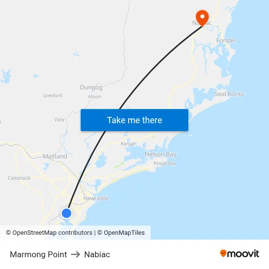 Marmong Point to Nabiac map