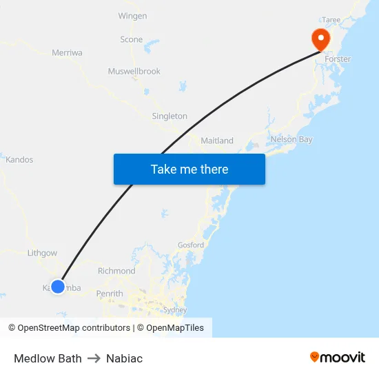 Medlow Bath to Nabiac map
