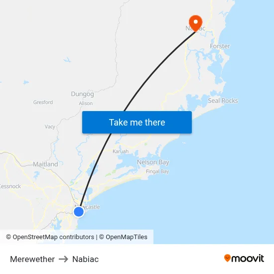 Merewether to Nabiac map