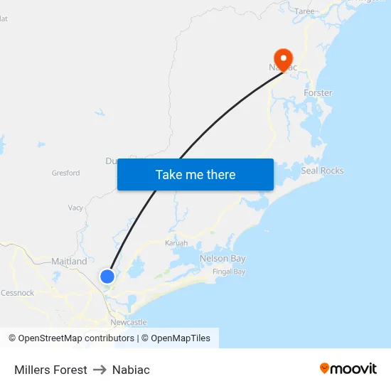 Millers Forest to Nabiac map