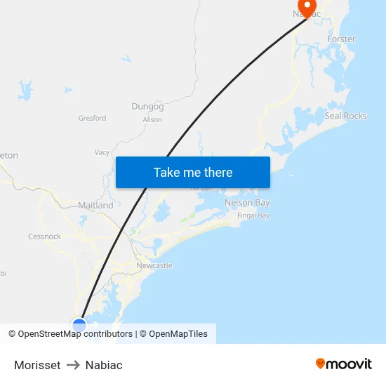 Morisset to Nabiac map