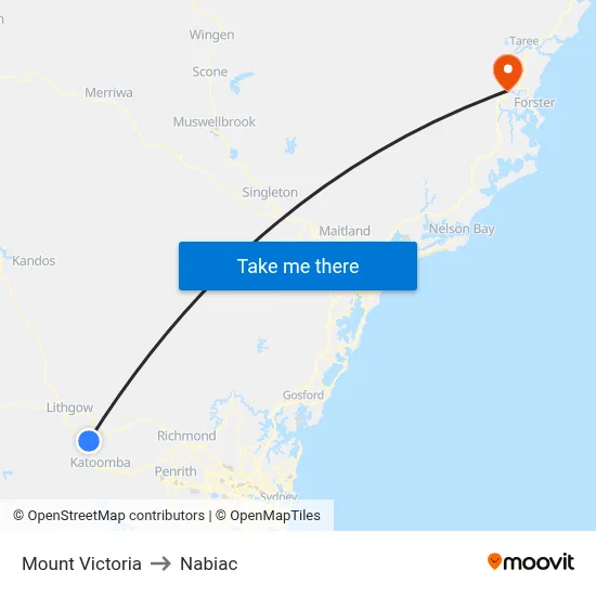 Mount Victoria to Nabiac map