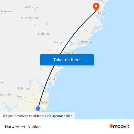 Narwee to Nabiac map