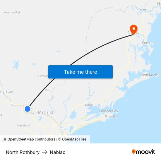 North Rothbury to Nabiac map