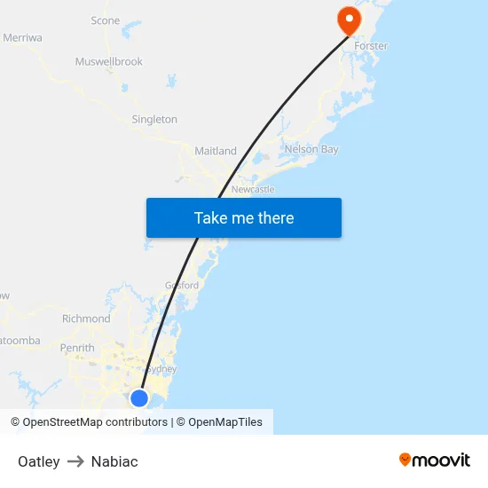 Oatley to Nabiac map