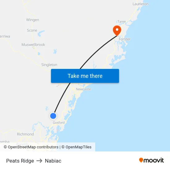 Peats Ridge to Nabiac map