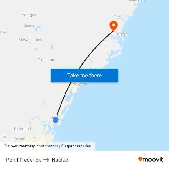 Point Frederick to Nabiac map