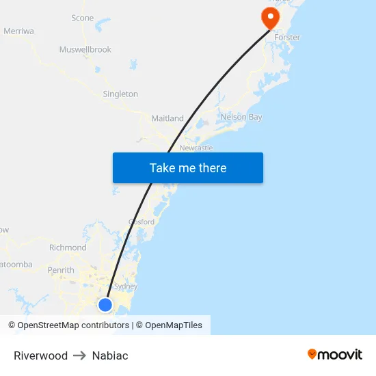 Riverwood to Nabiac map