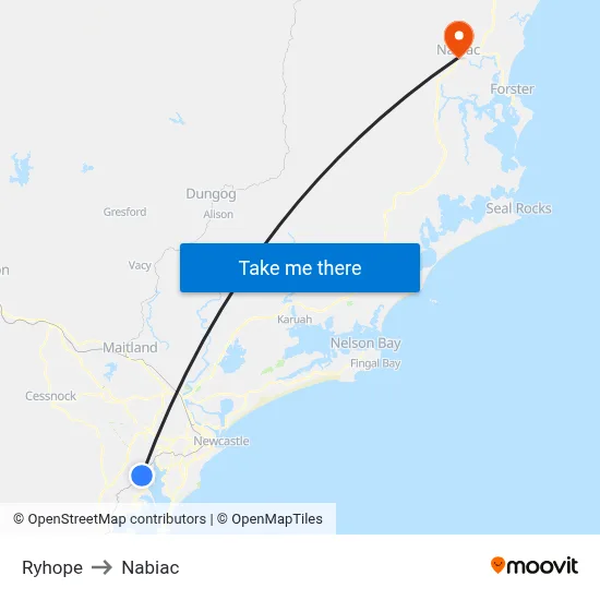 Ryhope to Nabiac map