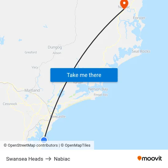 Swansea Heads to Nabiac map