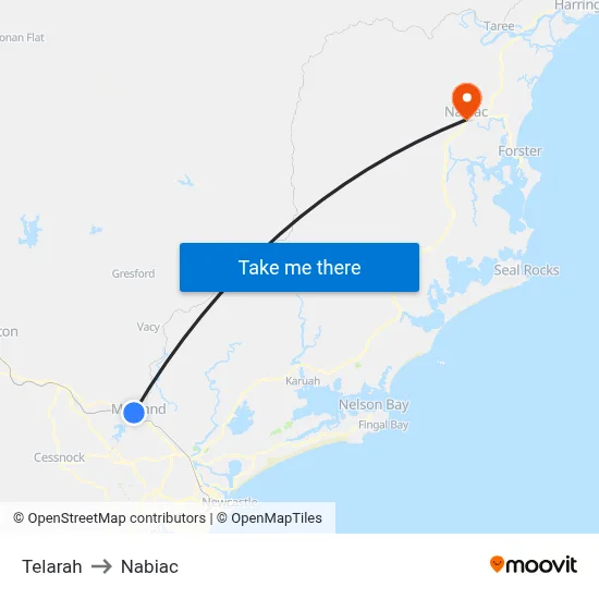 Telarah to Nabiac map
