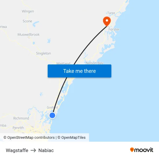 Wagstaffe to Nabiac map