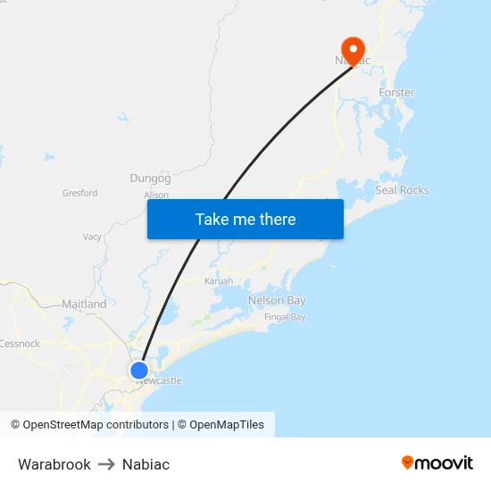 Warabrook to Nabiac map
