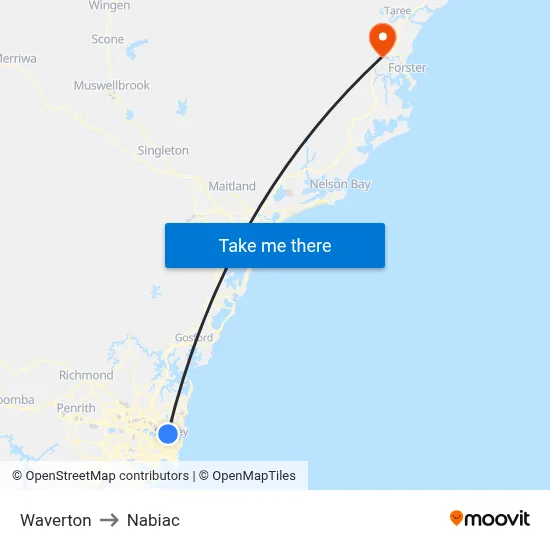 Waverton to Nabiac map