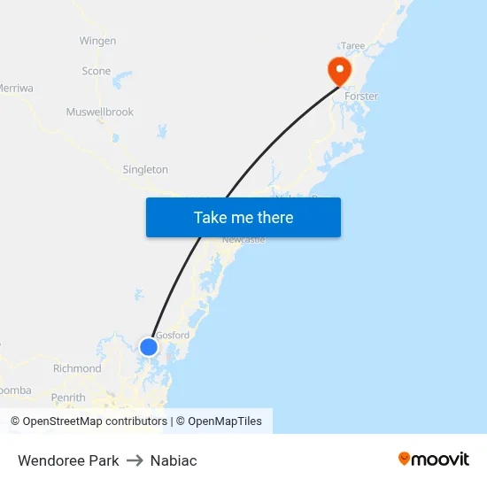 Wendoree Park to Nabiac map