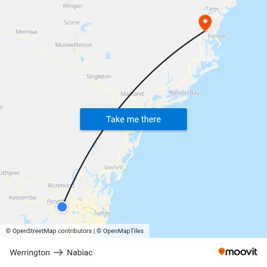Werrington to Nabiac map