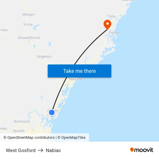 West Gosford to Nabiac map