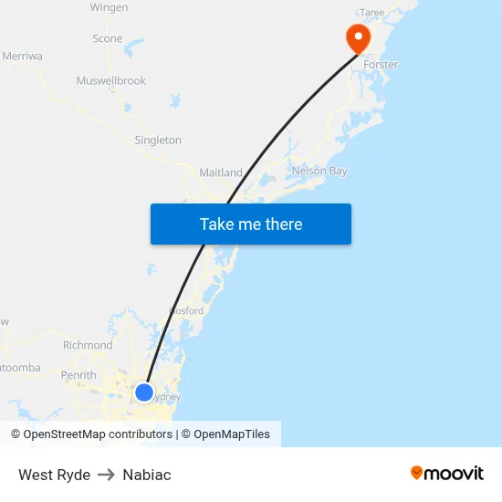 West Ryde to Nabiac map