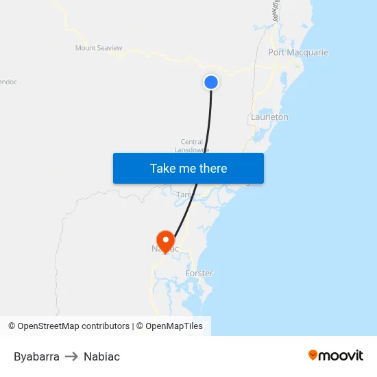 Byabarra to Nabiac map