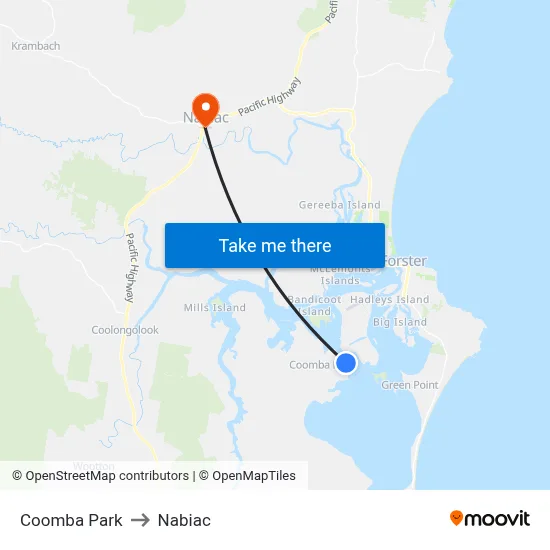 Coomba Park to Nabiac map