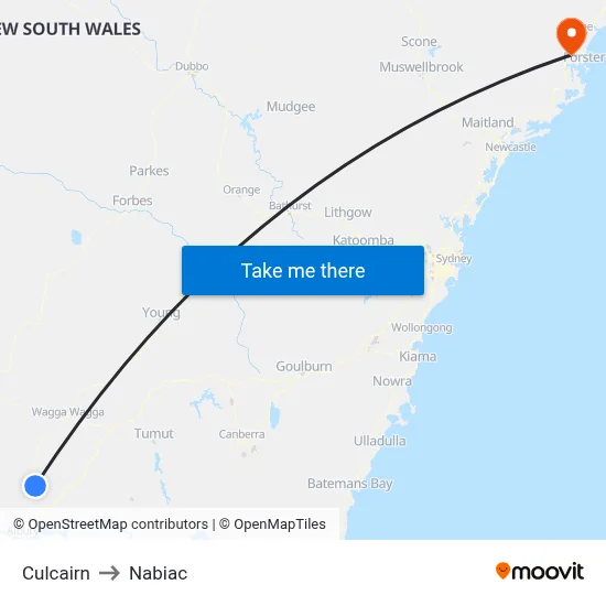 Culcairn to Nabiac map
