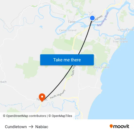 Cundletown to Nabiac map
