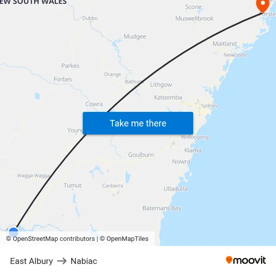 East Albury to Nabiac map