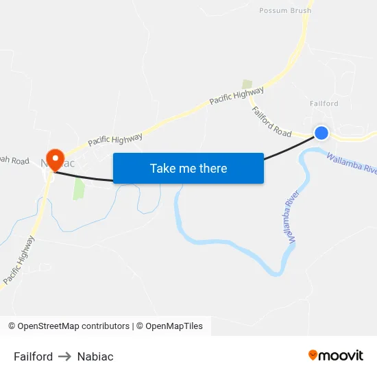 Failford to Nabiac map