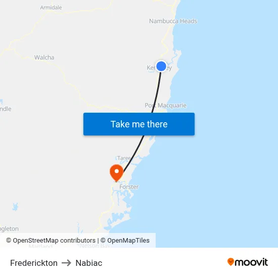 Frederickton to Nabiac map