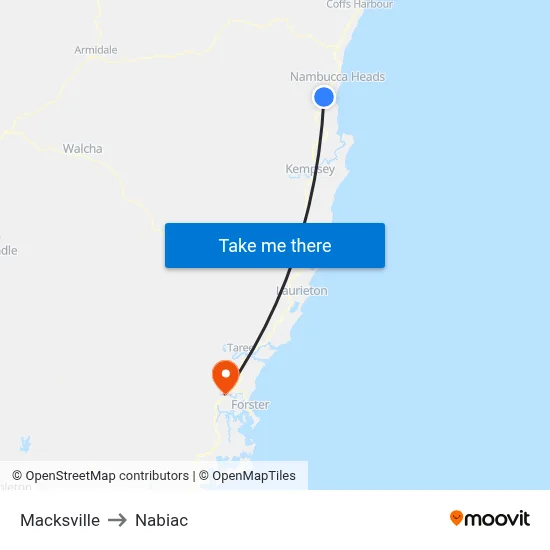 Macksville to Nabiac map