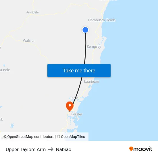 Upper Taylors Arm to Nabiac map