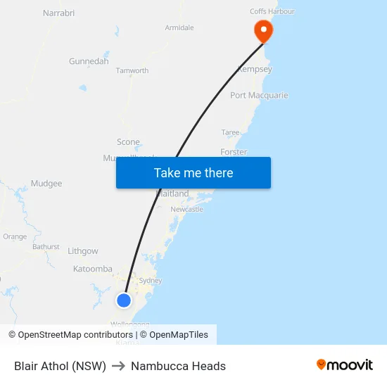 Blair Athol (NSW) to Nambucca Heads map