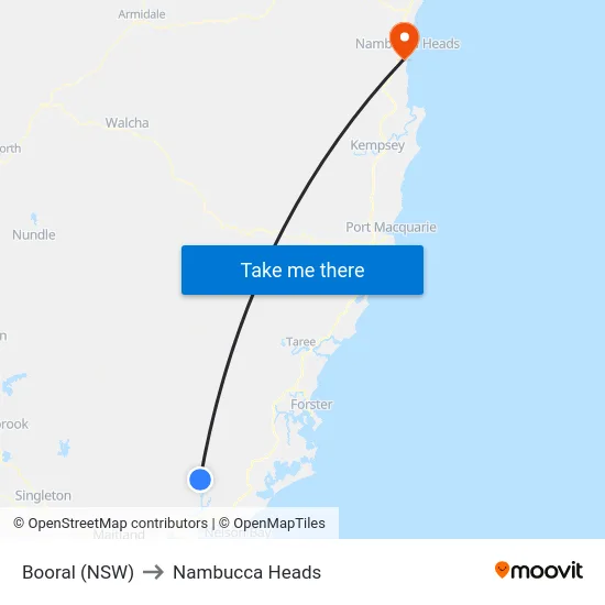 Booral (NSW) to Nambucca Heads map