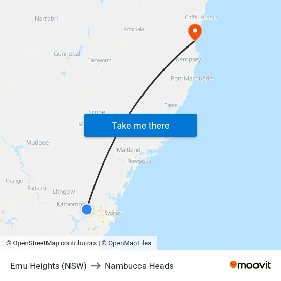 Emu Heights (NSW) to Nambucca Heads map