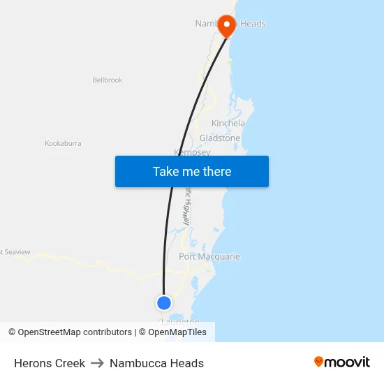 Herons Creek to Nambucca Heads map
