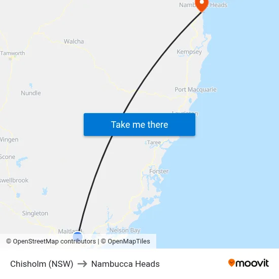 Chisholm (NSW) to Nambucca Heads map