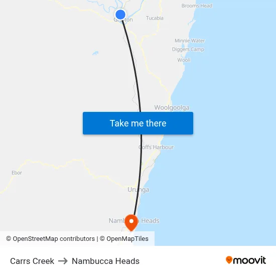 Carrs Creek to Nambucca Heads map