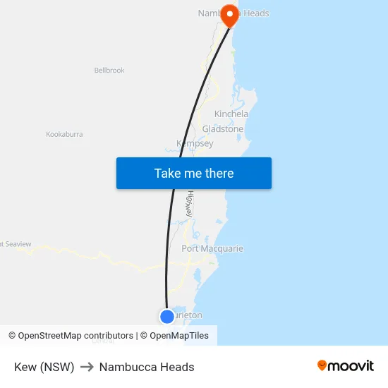 Kew (NSW) to Nambucca Heads map