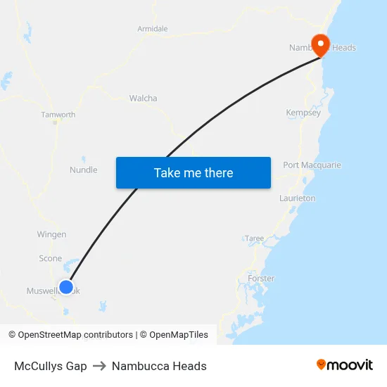 McCullys Gap to Nambucca Heads map
