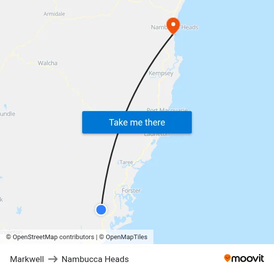 Markwell to Nambucca Heads map