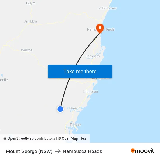 Mount George (NSW) to Nambucca Heads map
