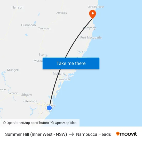 Summer Hill (Inner West - NSW) to Nambucca Heads map