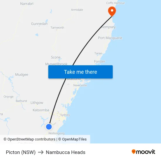 Picton (NSW) to Nambucca Heads map