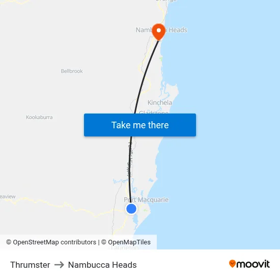 Thrumster to Nambucca Heads map