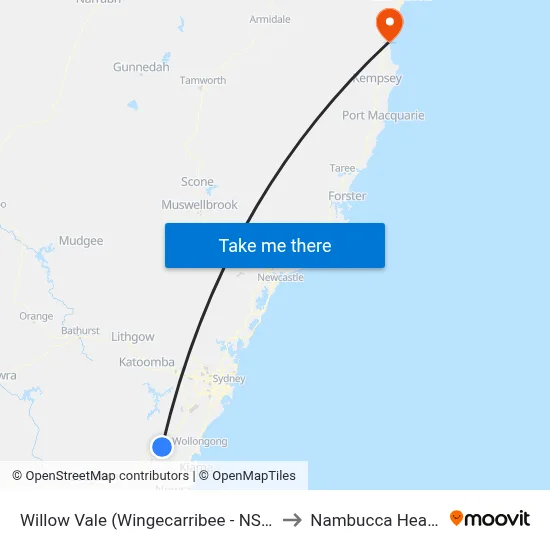 Willow Vale (Wingecarribee - NSW) to Nambucca Heads map