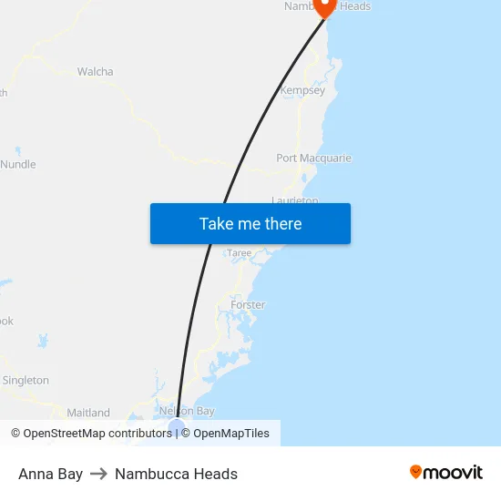 Anna Bay to Nambucca Heads map