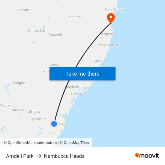 Arndell Park to Nambucca Heads map