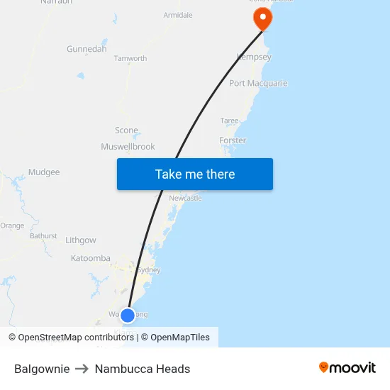Balgownie to Nambucca Heads map