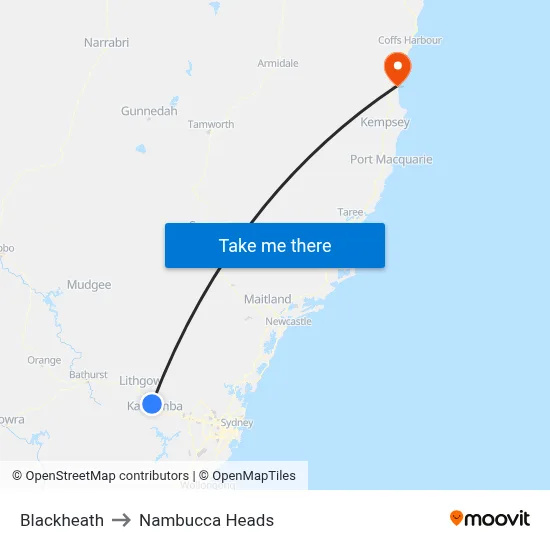 Blackheath to Nambucca Heads map